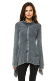 Urban X Mineral Washed Long Sleeve Thermal Tunic Outerwear Charcoal Gray