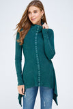 Urban X Mineral Washed Long Sleeve Thermal Tunic Outerwear Teal