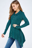Urban X Mineral Washed Long Sleeve Thermal Tunic Outerwear Teal