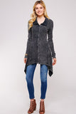 Urban X Mineral Washed Long Sleeve Thermal Tunic Outerwear Black