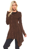 Urban X Mineral Washed Long Sleeve Thermal Tunic Outerwear Rusty Brown
