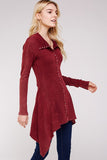 Urban X Mineral Washed Long Sleeve Thermal Tunic Outerwear Burgundy