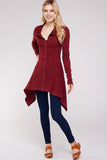 Urban X Mineral Washed Long Sleeve Thermal Tunic Outerwear Burgundy