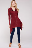 Urban X Mineral Washed Long Sleeve Thermal Tunic Outerwear Burgundy