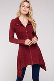 Urban X Mineral Washed Long Sleeve Thermal Tunic Outerwear Burgundy