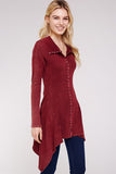 Urban X Mineral Washed Long Sleeve Thermal Tunic Outerwear Burgundy