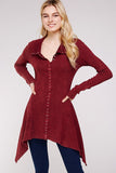 Urban X Mineral Washed Long Sleeve Thermal Tunic Outerwear Burgundy