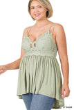 Plus Size Lace Cami Tunic Lt. Sage