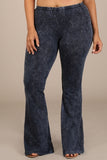 Chatoyant Plus Size Mineral Wash Bell Bottoms Charcoal Navy