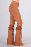Chatoyant Mineral Washed Bell Bottoms with Fringed Crochet Lace Sugar Almond