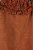 Chatoyant Mineral Washed Bell Bottoms with Fringed Crochet Lace Sugar Almond