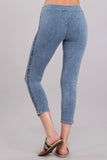 Chatoyant Mineral Wash Side Lace Leggings Lt. Denim