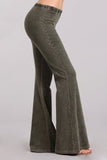 Chatoyant Mineral Wash Bell Bottoms Dark Moss