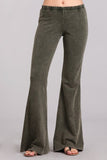 Chatoyant Mineral Wash Bell Bottoms Dark Moss