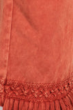 Chatoyant Mineral Wash Ankle Length Crochet Fringe Rust