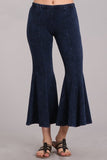 Chatoyant Mineral Wash Cropped Flare Bells Electric Blue
