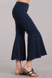 Chatoyant Mineral Wash Cropped Flare Bells Electric Blue