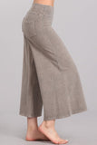 Chatoyant Mineral Wash Cropped Wide-Leg Pants Stone