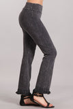 Chatoyant Mineral Wash Ankle Length Crochet Fringe Dark Ash Gray
