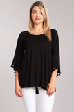 Chatoyant Casual Raglan Sleeve Top Black