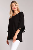 Chatoyant Casual Raglan Sleeve Top Black