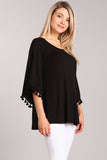 Chatoyant Casual Raglan Sleeve Top Black