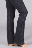 Chatoyant Mineral Wash Bootcut Crochet Lace Dark Ash Gray