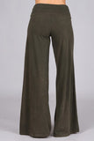 Chatoyant Mineral Wash Wide Leg Palazzo Pants Dark Moss