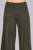 Chatoyant Mineral Wash Wide Leg Palazzo Pants Dark Moss