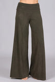 Chatoyant Mineral Wash Wide Leg Palazzo Pants Dark Moss