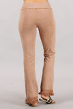 Chatoyant Mineral Wash Ankle Length Crochet Fringe Camel