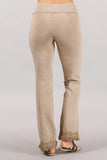 Chatoyant Mineral Wash Ankle Length Crochet Fringe Beige