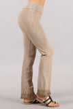 Chatoyant Mineral Wash Ankle Length Crochet Fringe Beige