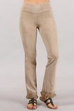 Chatoyant Mineral Wash Ankle Length Crochet Fringe Beige