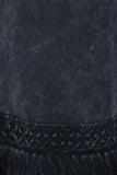 Chatoyant Mineral Wash Ankle Length Crochet Fringe Charcoal Navy