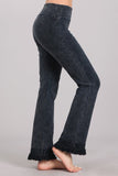 Chatoyant Mineral Wash Ankle Length Crochet Fringe Charcoal Navy