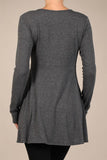 Chatoyant Fabulous Faux Wrap V-neck Tunic Top Heather Charcoal
