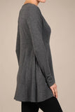 Chatoyant Fabulous Faux Wrap V-neck Tunic Top Heather Charcoal
