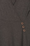 Chatoyant Fabulous Faux Wrap V-neck Tunic Top Heather Charcoal