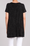 Chatoyant Mineral Wash Long Body Top Black