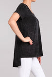 Chatoyant Mineral Wash Long Body Top Black