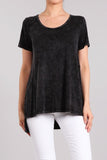 Chatoyant Mineral Wash Long Body Top Black