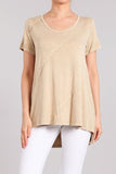 Chatoyant Mineral Wash Long Body Top Sand