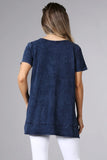 Chatoyant V-Neck Basic T-Shirt Top Electric Blue