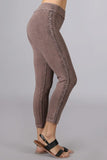 Chatoyant Mineral Wash Side Lace Leggings Desert Taupe