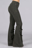 Chatoyant Double Fringe Bell Bottoms Dark Moss