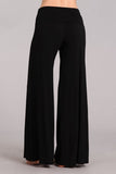 Chatoyant Fold Over Waist Palazzo Black