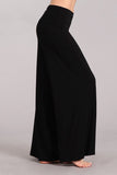 Chatoyant Fold Over Waist Palazzo Black