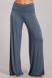 Chatoyant Fold Over Waist Palazzo Smokey Blue