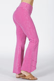Chatoyant Plus Size Mineral Wash Asymmetrical Hem Ankle Bells Bubble Gum Pink